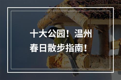 十大公园！温州春日散步指南！