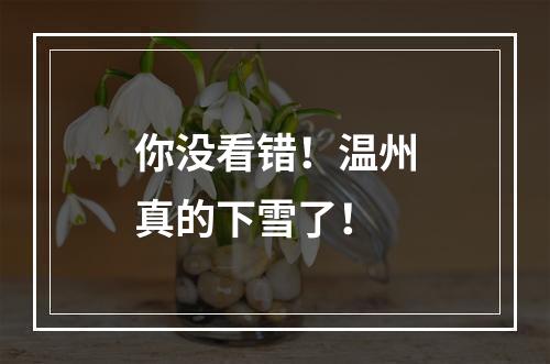 你没看错！温州真的下雪了！