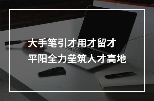 大手笔引才用才留才 平阳全力垒筑人才高地