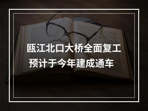 瓯江北口大桥全面复工 预计于今年建成通车