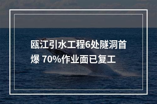 瓯江引水工程6处隧洞首爆 70%作业面已复工