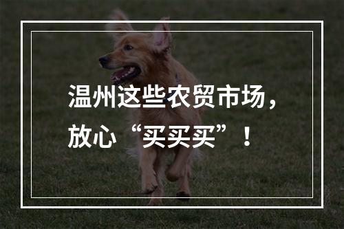 温州这些农贸市场，放心“买买买”！