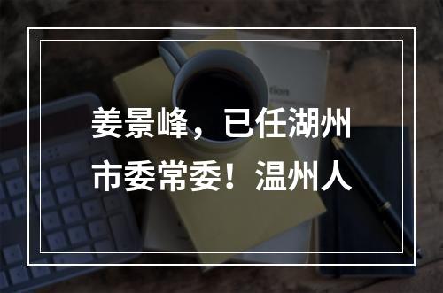 姜景峰，已任湖州市委常委！温州人