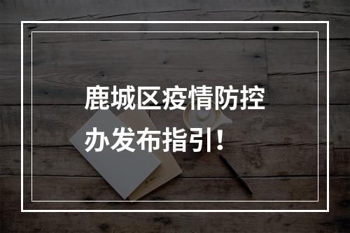 鹿城区疫情防控办发布指引！