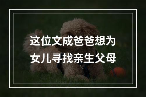 这位文成爸爸想为女儿寻找亲生父母