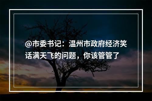 @市委书记：温州市政府经济笑话满天飞的问题，你该管管了