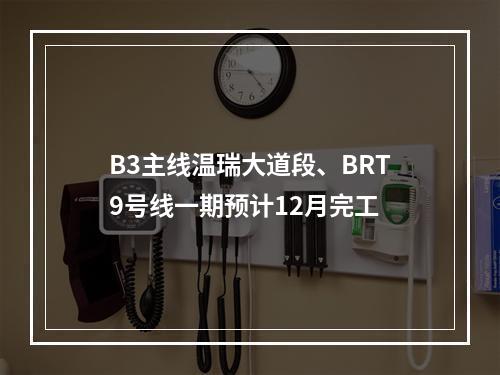 B3主线温瑞大道段、BRT9号线一期预计12月完工
