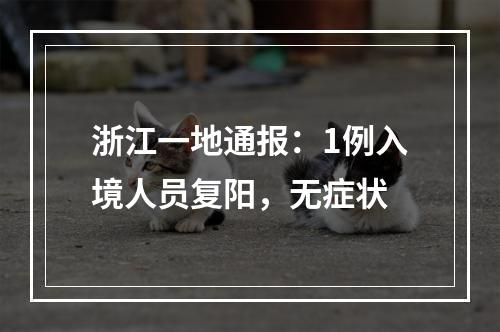 浙江一地通报：1例入境人员复阳，无症状