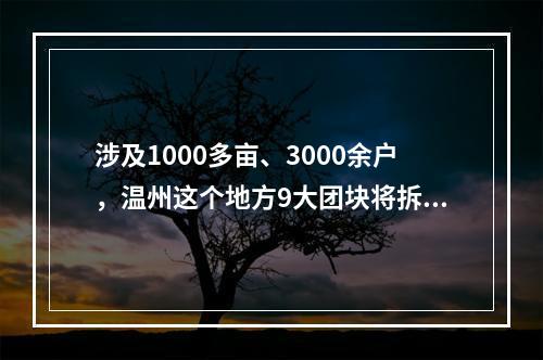 涉及1000多亩、3000余户，温州这个地方9大团块将拆改！