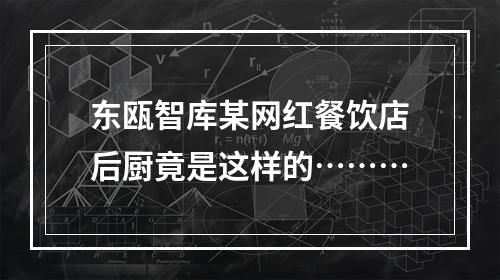 东瓯智库某网红餐饮店后厨竟是这样的………