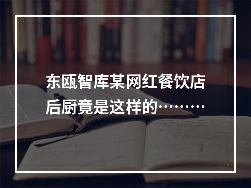 东瓯智库某网红餐饮店后厨竟是这样的………