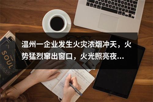 温州一企业发生火灾浓烟冲天，火势猛烈窜出窗口，火光照亮夜空