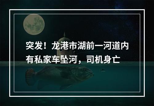 突发！龙港市湖前一河道内有私家车坠河，司机身亡