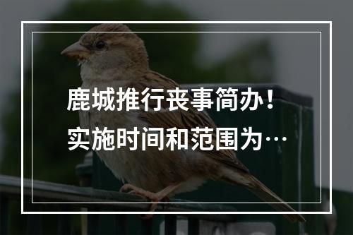 鹿城推行丧事简办！实施时间和范围为…