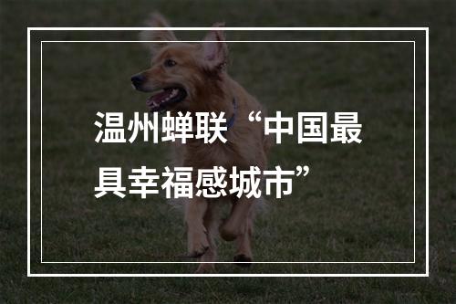 温州蝉联“中国最具幸福感城市”