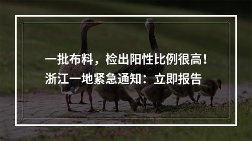 一批布料，检出阳性比例很高！浙江一地紧急通知：立即报告