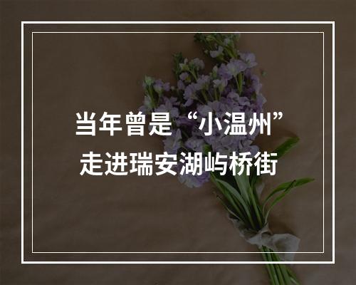 当年曾是“小温州” 走进瑞安湖屿桥街