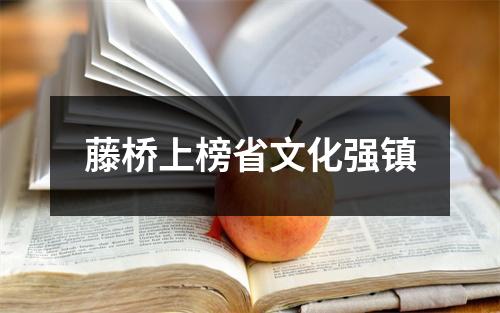 藤桥上榜省文化强镇