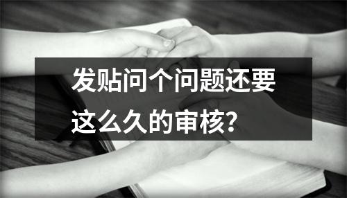 发贴问个问题还要这么久的审核？