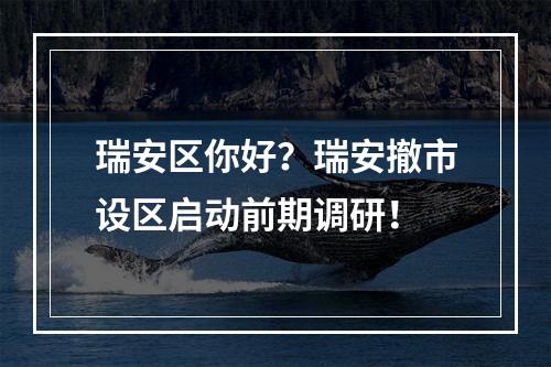 瑞安区你好？瑞安撤市设区启动前期调研！