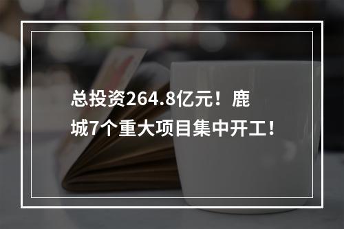 总投资264.8亿元！鹿城7个重大项目集中开工！