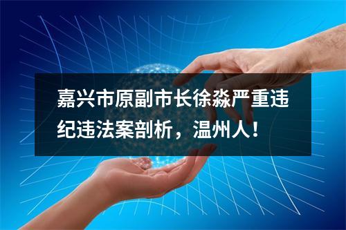 嘉兴市原副市长徐淼严重违纪违法案剖析，温州人！