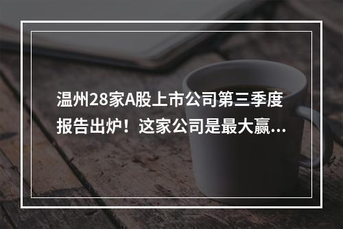 温州28家A股上市公司第三季度报告出炉！这家公司是最大赢家→