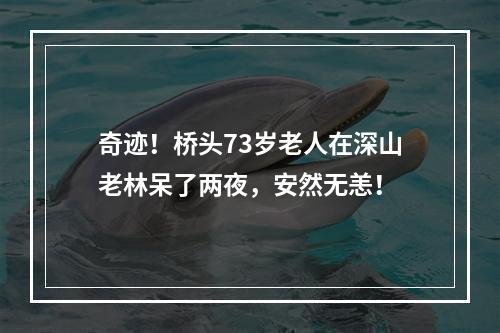 奇迹！桥头73岁老人在深山老林呆了两夜，安然无恙！