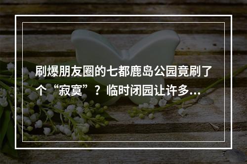 刷爆朋友圈的七都鹿岛公园竟刷了个“寂寞”？临时闭园让许多市民跑空！
