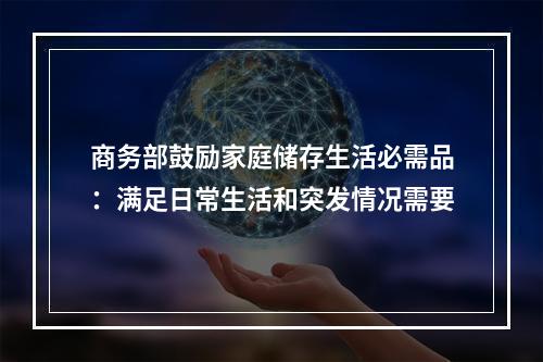 商务部鼓励家庭储存生活必需品：满足日常生活和突发情况需要