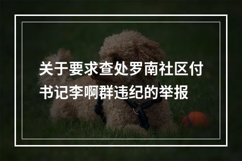 关于要求查处罗南社区付书记李啊群违纪的举报