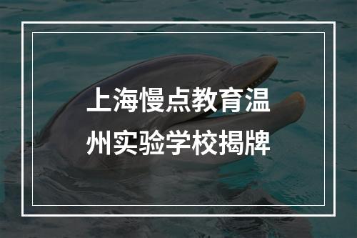 上海慢点教育温州实验学校揭牌