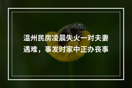 温州民房凌晨失火一对夫妻遇难，事发时家中正办丧事
