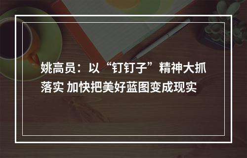姚高员：以“钉钉子”精神大抓落实 加快把美好蓝图变成现实