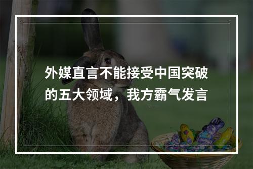 外媒直言不能接受中国突破的五大领域，我方霸气发言