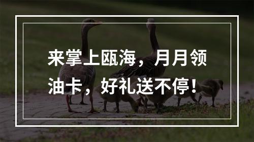 来掌上瓯海，月月领油卡，好礼送不停！