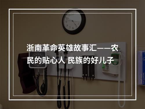 浙南革命英雄故事汇——农民的贴心人 民族的好儿子