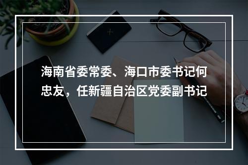 海南省委常委、海口市委书记何忠友，任新疆自治区党委副书记