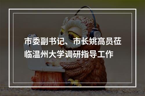 市委副书记、市长姚高员莅临温州大学调研指导工作
