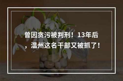 曾因贪污被判刑！13年后，温州这名干部又被抓了！