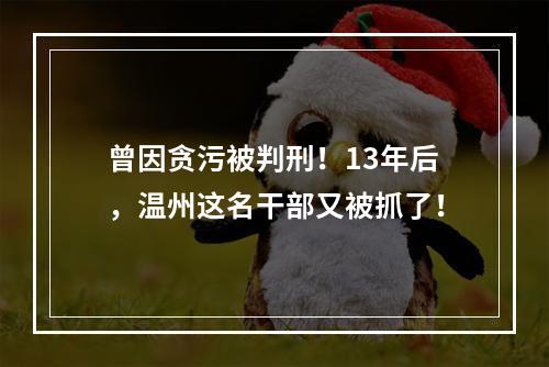 曾因贪污被判刑！13年后，温州这名干部又被抓了！