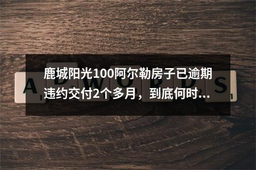 鹿城阳光100阿尔勒房子已逾期违约交付2个多月，到底何时交付？