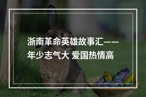 浙南革命英雄故事汇——年少志气大 爱国热情高