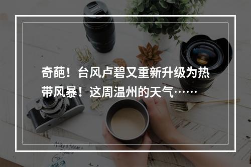 奇葩！台风卢碧又重新升级为热带风暴！这周温州的天气……