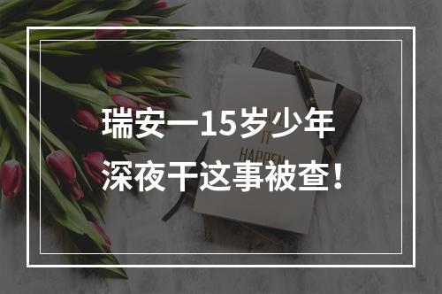 瑞安一15岁少年深夜干这事被查！