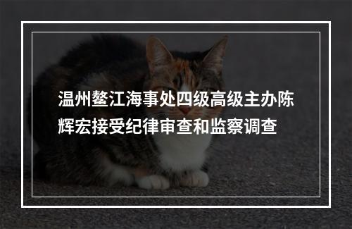 温州鳌江海事处四级高级主办陈辉宏接受纪律审查和监察调查