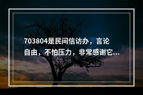 703804是民间信访办，言论自由，不怕压力，非常感谢它。