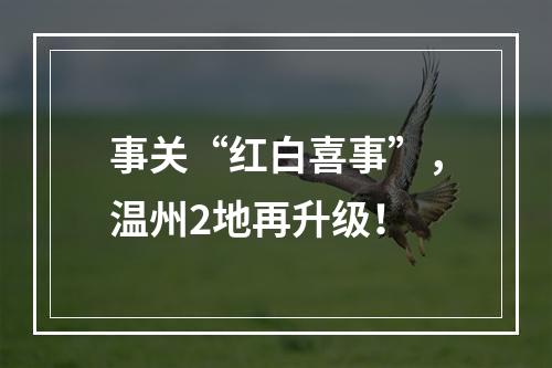 事关“红白喜事”，温州2地再升级！