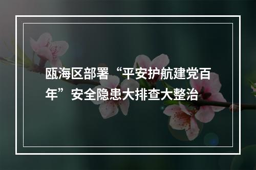 瓯海区部署“平安护航建党百年”安全隐患大排查大整治