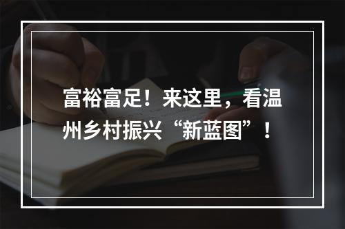 富裕富足！来这里，看温州乡村振兴“新蓝图”！